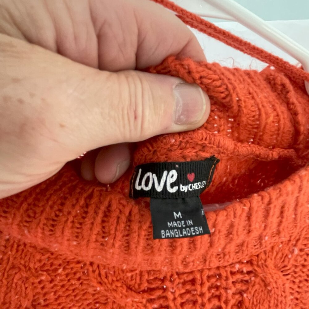 Ladies Orange Knit Sweater by Love by Chesley Size M - Picture 2 of 3